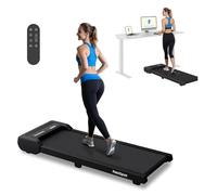 FlexiSpot Walking Pad, 4 In 1 Under Desk Treadmill for Home and Office, Portable Electric Running Machine with LED Display, Adjustable Speed Remote Control, Matte Black