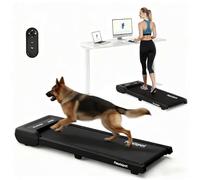FlexiSpot Walking Pad, 4 In 1 Under Desk Treadmill for Home and Office, Portable Electric Running Machine with LED Display, Adjustable Speed Remote Control, Matte Black