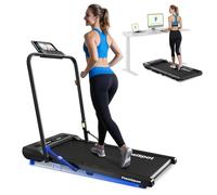 FlexiSpot Walking Pad Treadmill with 7% Incline, Under Desk Foldable Treadmill with Handle, 140kg Capacity Portable Compact Flat 12km/h with Remote Control & APP for Home Office, LED Display, Black