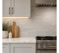 Flexistone Grey Travertine Peel & Stick Stone Wall Panels 380mm X 300mm (Pack Of 12) 1.08M²