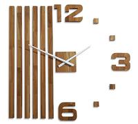 FLEXISTYLE 3D Wall Clocks DIY Wooden Oak Slats Large Wall Clock 100 cm 3D Wall Clock Modern Design EKO Wall Clocks Wall Sticker Decoration Clocks for Office Living Room Bedroom (XXL 100 cm White