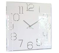 FLEXISTYLE Digit Large Square Wall Clock 50 cm Diameter, No Ticking Noise, Modern, Design Acrylic Glass and Acrylic Mirror, Living Room, Bedroom (White)