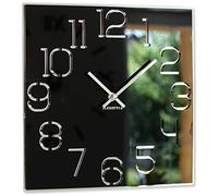 FLEXISTYLE Digit Square 30 cm Diameter, No Ticking Noise, Modern, Design Acrylic Glass and Acrylic Mirror, Living Room, Bedroom (Black), z120_1(0)-0-x 30 cm, 30 cm