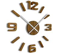 FLEXISTYLE DIY Large wooden wall clock 50-75cm pure oak for living room bedroom kitchen silent non ticking unusual design white hands