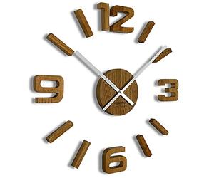 FLEXISTYLE DIY Large wooden wall clock 50-75cm pure oak for living room bedroom kitchen silent non ticking unusual design white hands
