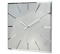 FLEXISTYLE Exact Square Wall Clock 30 cm Diameter, No Ticking Noise, Modern, Design Acrylic Glass and Acrylic Mirror, Living Room, Bedroom (White)