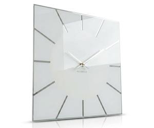 FLEXISTYLE Exact Square Wall Clock 30 cm Diameter, No Ticking Noise, Modern, Design Acrylic Glass and Acrylic Mirror, Living Room, Bedroom (White)