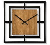 FLEXISTYLE Harmonic Wall Clock without Ticking Noises Modern Design Wood Black Wall Clocks Living Room Teenager's Room Square Boy