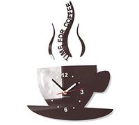 FLEXISTYLE Kitchen wall clock CUP time for coffee (Brown)