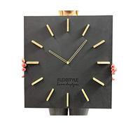 FLEXISTYLE Large EKO Rectangular Wall Clock without Ticking Noises Loft Grande Black 50 cm (Thickness 19 mm), Living Room, Bedroom, Made in the EU