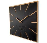 FLEXISTYLE large wall clock for living room bedroom 60cm wooden cloak oak black silent non ticking