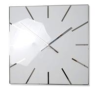 FLEXISTYLE Large wall clock square 50cm white mirror silent non ticking for living room bedroom office