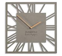 FLEXISTYLE Loft Piccolo Square Wall Clock without Ticking Noises Modern 30 cm Living Room Bathroom (Grey)