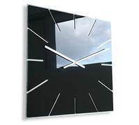 FLEXISTYLE modern large wall clock 50cm unusual design black acrylic mirror for office living room bedroom silent non ticking