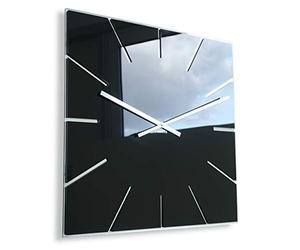 FLEXISTYLE modern large wall clock 50cm unusual design black acrylic mirror for office living room bedroom silent non ticking