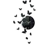 FLEXISTYLE modern wall clock Butterflies black acrylic glass high gloss surface