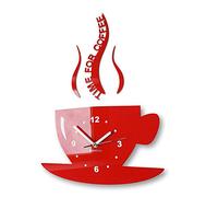 FLEXISTYLE Kitchen wall clock CUP time for coffee (Red)