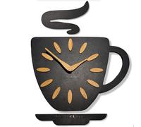 FLEXISTYLE Rustic Wall Clocks Kitchen "Coffee Cup" Wooden - Quiet, Decorative for Kitchen, Cafe & Living Room
