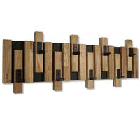 FLEXISTYLE Wall Coat Hooks Wooden Oak Slats Mini Black 3 Dimensions (80 cm)