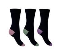 Flexitop 3PK Bamboo Heel and Toe Socks - Black Mix, Soft, Breathable, and Comfortable, Eco-Friendly for Women