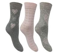 Flexitop Ladies 3 Pack Socks - Grey Heart