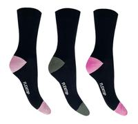 Flexitop Ladies colourful heel and toe Socks | 3 Pairs | U.K. Size 3-8| Ladies black heel and toe socks, soft hold, comfort ladies socks, gentle grip socks.