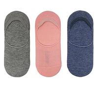 Flexitop Ladies Invisi Liners | 3 Pairs | U.K. Size 4-7| Ladies white no show sock, soft hold, comfortable, gentle grip, sport socks, cushioning (3pk Denim Mix)