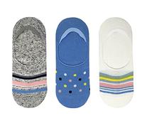 Flexitop Ladies Invisi Liners | 3 Pairs | U.K. Size 4-7| Ladies white no show sock, soft hold, comfortable, gentle grip, sport socks, cushioning (3pk Nepp/Stripe)