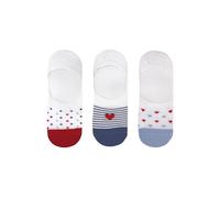 Flexitop Ladies Invisi Liners | 3 Pairs | U.K. Size 4-7| Ladies white no show sock, soft hold, comfortable, gentle grip, sport socks, cushioning (3PK LADIES HEART DESIGN INVISI LINERS)