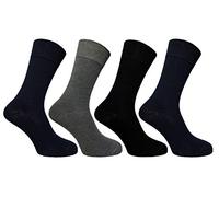 Flexitop Men's Bamboo plain Grey/ Navy Socks with hand link toe 4 Pairs U.K. Size 6-11 FL124