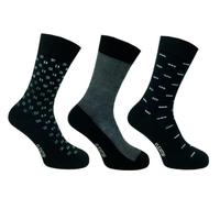 Flexitop Men's Geo black/grey design Socks | 3 Pairs | U.K. Size 6-11 | Men's design socks, soft hold, comfort Men's socks, soft grip