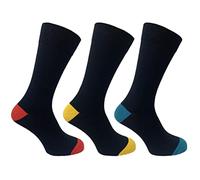 Flexitop Men's - Heel and Toe | 3 Pairs | U.K. Size 6-11 | Men's black socks, soft hold, comfort, soft grip socks