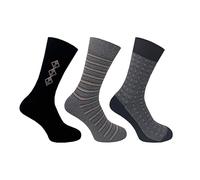 Flexitop Men's Mixed Design Socks | 3 Pairs | U.K. Size 6-11 | Men's design socks, soft hold, comfort Men's socks, soft grip (UK, Numeric, 6, 11, Regular, Regular, Black & Grey Argyle)