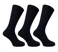 Flexitop Men's Plain Socks | 3 Pairs | U.K. Size 6-11 | Men's socks, soft hold, comfort Men's socks, soft grip (Black)