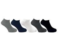 Flexitop Mens Trainer Liners | 5 Pairs | U.K. Size 6-11 | Mens Plain trainer liner socks, soft hold, comfort mens socks, soft grip socks, sport socks (Standard, Grey/Navy/White)