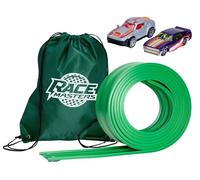 FlexiTrack - 5m Flexible Two-Lane Die-Cast Car Track Toy | Includes 2 Race Cars & Storage Bag | Mounts on Windows, Doors & Walls | STEM Toy for 3+ Year Old Kids | Tool-Free Setup | Made in the UK