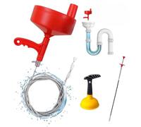 FlexiTrade 3-in-1 Sink Unblocker, Durable 18ft Drain Auger Snake and Plunger with Effective Drain Rod Dredge Tool- Affordable Solution for Clogged Drains