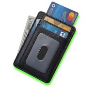 Flexitt Genuine Leather Card Holder Wallet for Men & Women - Slim RFID Blocking Credit Card Wallet, Minimalist Front Pocket Business Card Case, Luxury Leather Gift Wallet