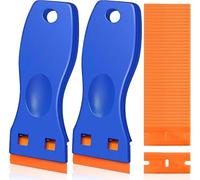 Flexitt™ Premium Plastic Scraper Tool Kit - 2× High-Durability Plastic Scrapers + 100 Non-Scratch Replacement - Multi-Purpose Label & Adhesive Remover for Glass, Tiles, Oven, Car & Home Surfaces