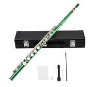 FLEXMAN 16 Key C Flute, White Copper Open Closed Hole C Flute Set with Stand Tuning Rod Cleaning Tools Portable Bag for Beginners Students