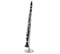 FLEXMAN 16cm Mini Clarinet Model with Case Stand, Metal Clarinet Music Instrument Miniature Replica, Musical Instrument Ornaments Decoration Display Gift for Music Enthusiasts