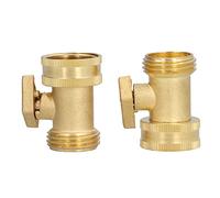 FLEXMAN 2Pcs Garden Hose Shut Off Valve, G3/4 Garden Hose Threaded Brass Stop Valve with 2 Way Screw Interface, Solid Brass Hose Connector Water for Irrigation Equipment