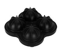 FLEXMAN 4 Hole Ice Cube Mold, 12X12x5cm Reusable Silicone Ice Maker, Ice Ball Mold for Home, Office, Bar, Make Cocktails, Liqueur, Whiskeys, Ice Tea, Iced Coffee Drinks (Black)