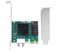 flexman 4 Ports PCIE To SATa 3.0 Expansion Controller Card, SATa 3.0 6G Expansion Card with 4U 2U Double Fixed Brackets for Win XP 2003 Vista Win7 Win8 Win10