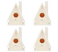 FLEXMAN 4Pcs Platane Wood Bird Houses, Moisture Resistant Outdoor Birdhouse with Hanging Ropes for Gardens, Courtyards, Balconies, 3.0x1.6x2.2In
