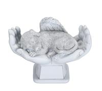 flexman Angel Pet Memorial Grave Marker, 8.2 X 7 X 4in Pet Memorial Statue, Angel with God Hands Gravestone, Outdoor Garden Decor Ornament, Palm Pet Memorial (Perro)