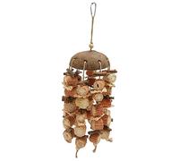 flexman Bird Chewing Toy, Coconut Shell Bird Parrot Toy, Bark Corn Cob Corn Leaves Bite Resistant Fun Decoration, Large Parrot Chewing Toy with Fixing Hook