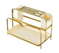 flexman Chopsticks Draining Rack, Multifunctional Carbon Steel Kitchen Counter Utensil Holder with Catch Tray, Kitchen Counter Drying Rack for Forks Chopsticks Spoons (Gold)
