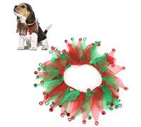 FLEXMAN Decorative Pet Collar, Elastic Band Adjustable Sequined Dog Collar with Lace Bow Tie, Red Green Matching Dress for Dog Festivals Decoration (One Size)