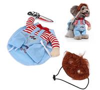 FLEXMAN Pet Deadly Doll Dog Costume, Dog Cosplay Costume, Breathable Adjustable Novelty Dog Clothes for Halloween, Christmas, Birthday, Wedding, Cosplay Party (l)